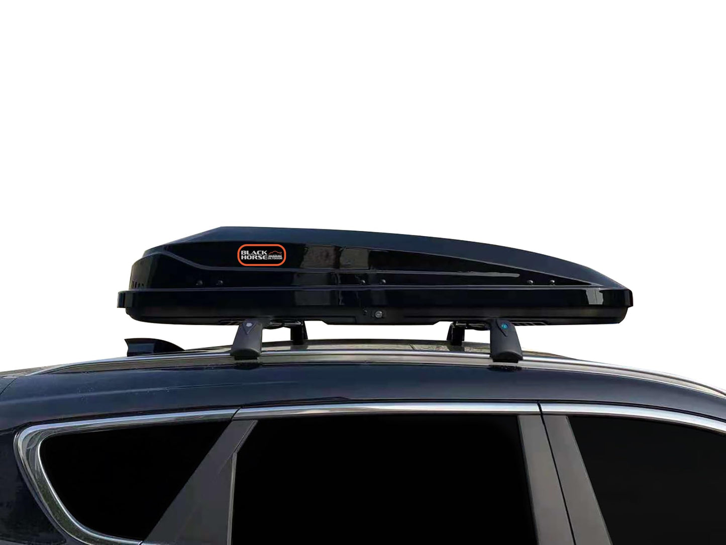 Black Horse Rooftop Cargo Carrier ABS + PMMA Hard Shell, 16 Cubic Feet Waterproof Car Roof Cargo Carrier Box w/Dual Side Opening, Security Key, 165lbs Capacity, for 28" to 80" Wide Crossbar Rack