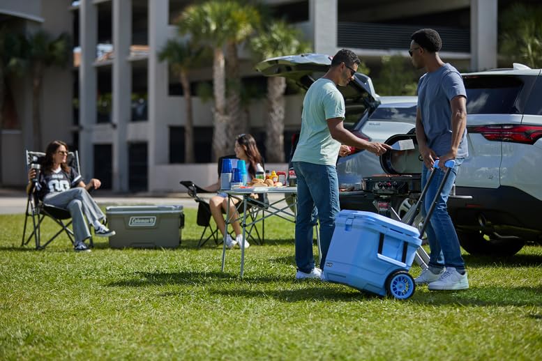 Coleman Pro Heavy-Duty 55qt Wheeled Ultra-Light Premium Hard Cooler, Extra-Thick Insulation Keeps Ice up to 5 Days, 92-Can Capacity, Heavy-Duty Wheels