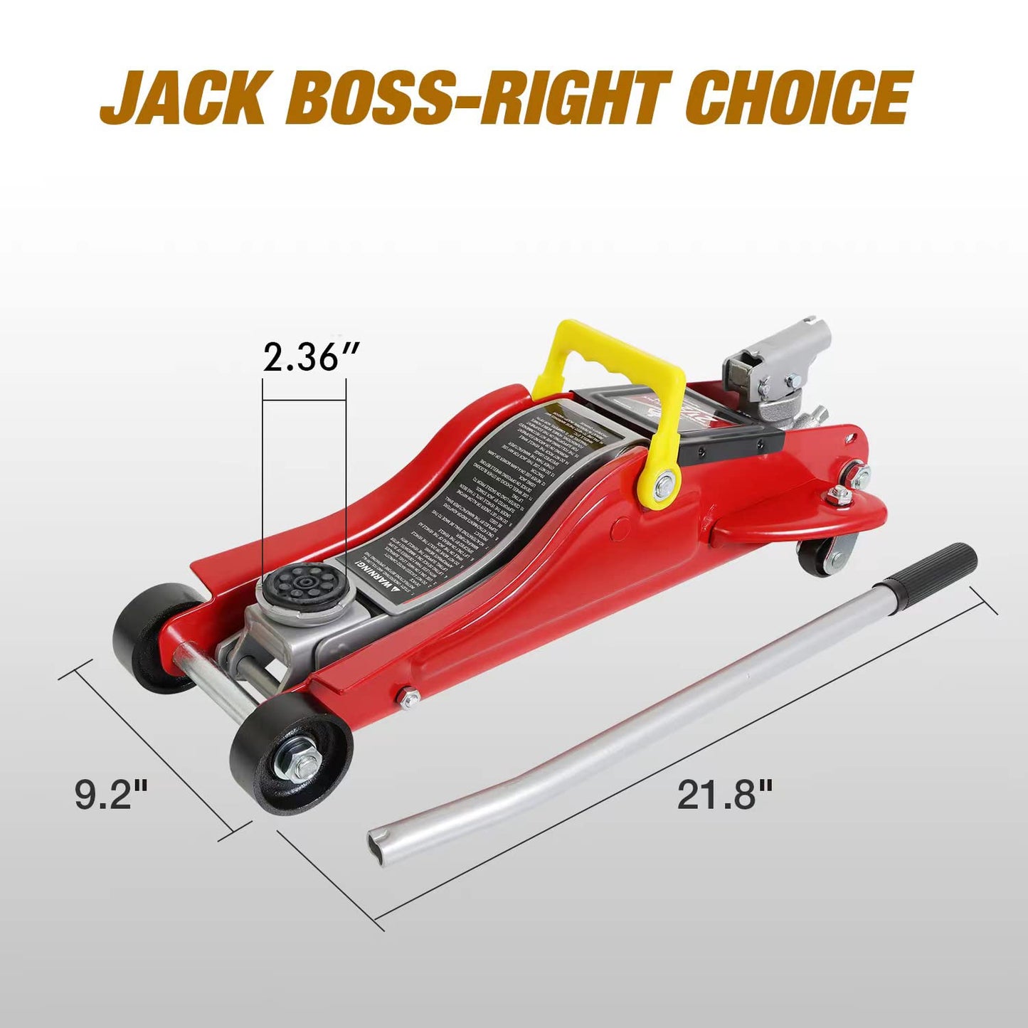 Jack Boss Floor Jack 2.5 Ton (5500 LBs) Hydraulic Low Profile Trolley Car Jack with Portable Storage Case, Lifting Range 3.5" to 14", Fit Use for Automotive Sedans, Red