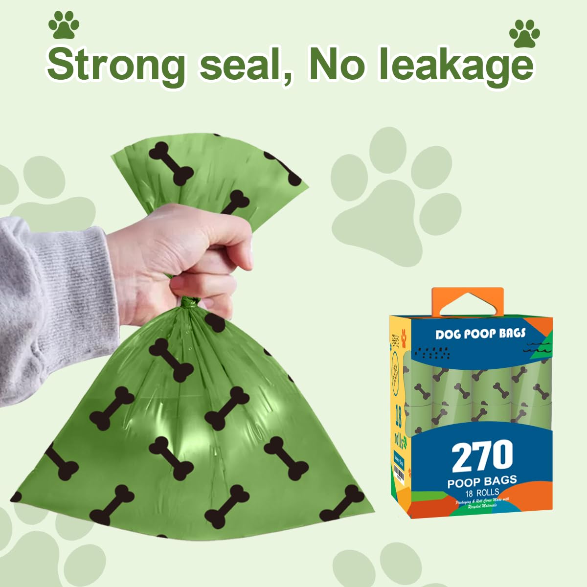 RMancipate Green Dog Poo Bags Lavender scent - 270 Large Biodegradable Poop Bags, Extra Thicken Strong Corn Starch Blended Compostable Leak Proof Poop Waste Bag for Dogs