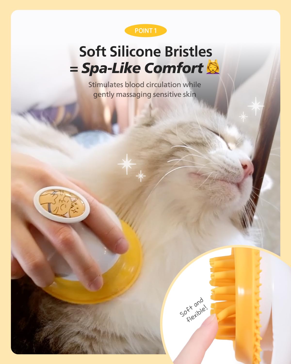 [PETHROOM] Cat Brush for Shedding Cats,Dogs, Kitten | Gentle Deshedding & Grooming Tool for Short or Long Hair | Safe Massage Brush for Sensitive Skin | Sturdy, Durable, and Portable