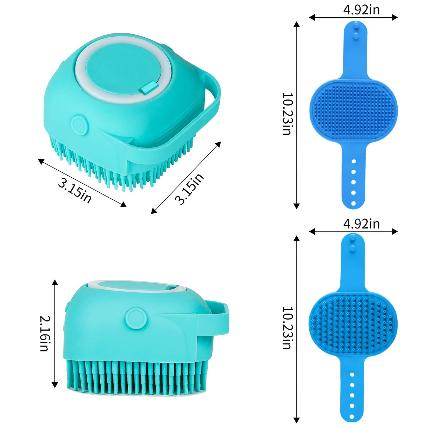 Comotech 6PCS Dog Bath Brush & Dog Toothbrush | Adjustable Handle Shampoo Brush & Scrubber for Short & Long Haired Dogs & Cats | Effectively Solve Odor & Stain Removal Problems | Pet Supplies (Blue)