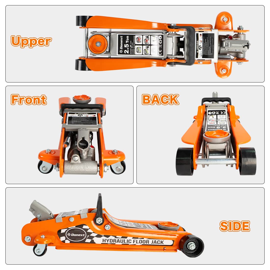Donext 2.5 Ton Steel Floor Jack, Low Profile Hydraulic Racing Floor Jack with Single Piston Lift Pump, Lifting Range 3-3/8" - 14-15/16"