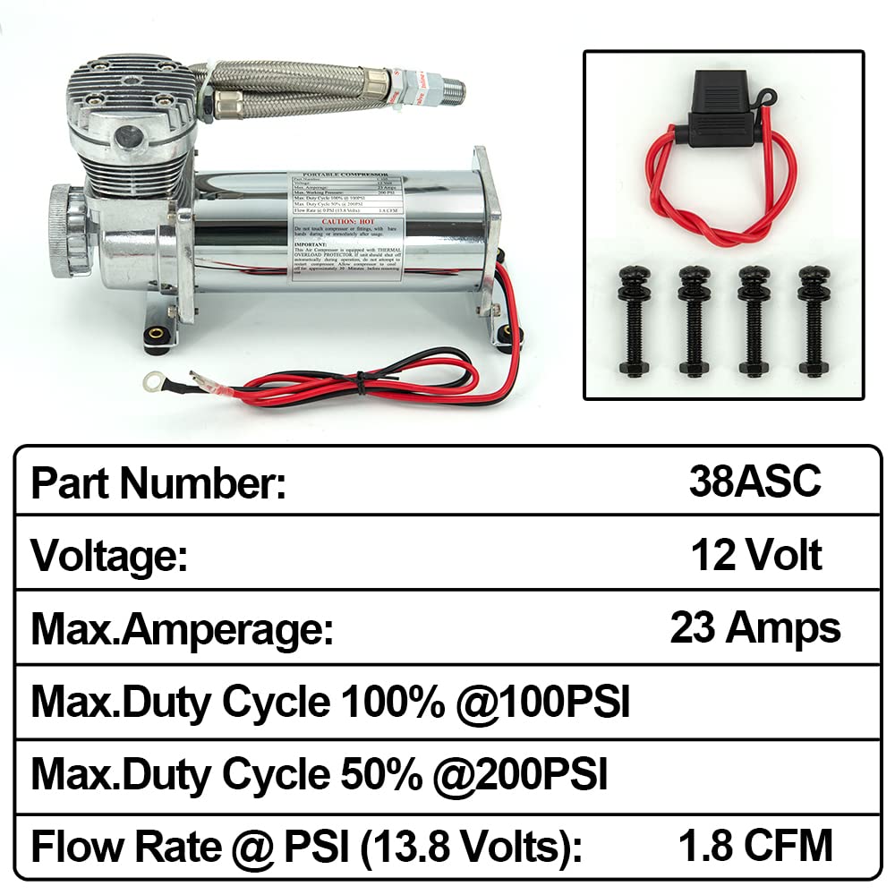 ZHSYMX 200PSI Heavy Duty Air Suspension Kit, Portable On Board Air Compressor with 1.5 Gallon Tank for Truck/Air Horns/Suspension/Air Locker