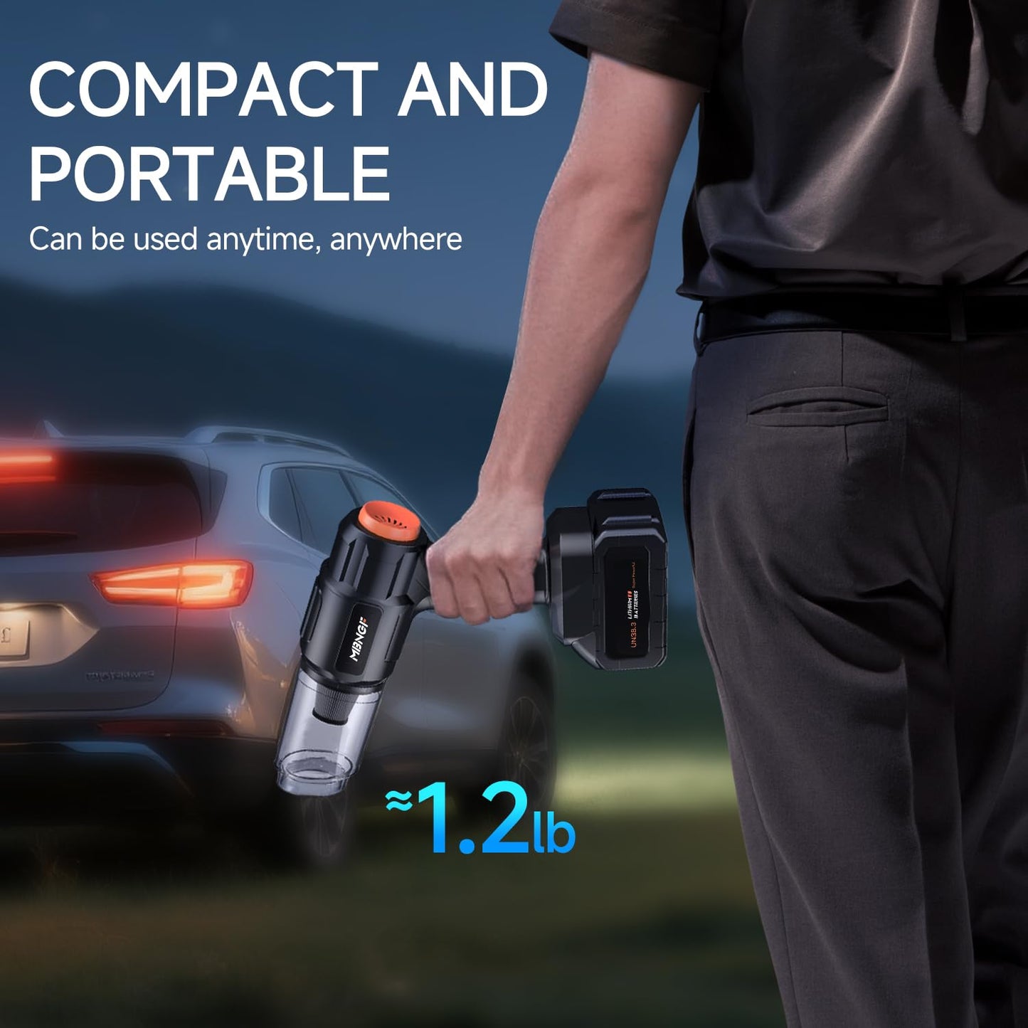 MBNGF Car Vacuum Portable Cordless,35000PA High Power Suction & Blower, Wireless Handheld Vacuum Cleaner for Car, Home, Office, Pet(Profound Black)