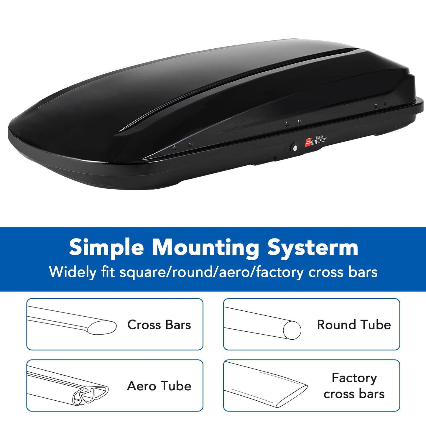 Hard Shell Roof Top Cargo Carrier - 17.7 Cu Ft Tool-Free Installation with Locking Keys, SUV Truck Roof Cargo Box - Waterproof & Durable for Road Trips, Camping & Travel - 70" L x 31" W x 15" H