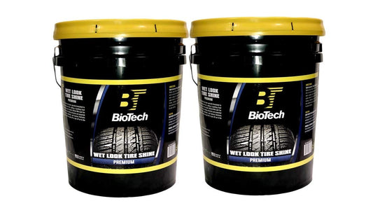 BioTech Wet Look Tire Shine, Silicone Based tire Shine, Non Splatter tire Shine, Long Lasting, Concentrated Formula, High Gloss, Easy to Apply 5 Gallons (Pail) (2)