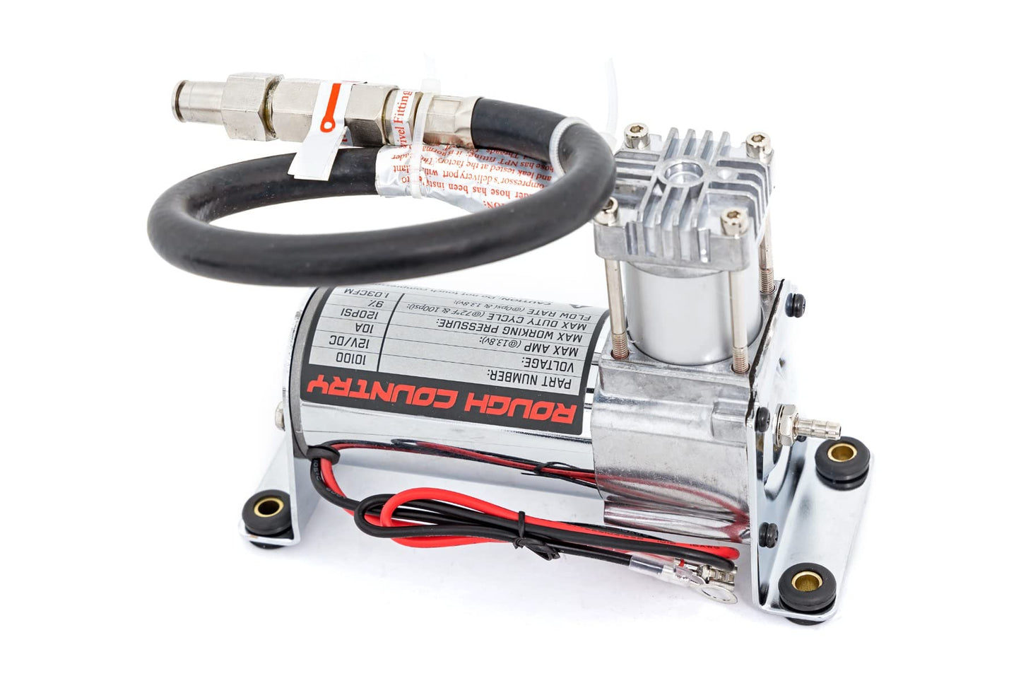 Rough Country Onboard Air Bag Compressor w/Gauge | Air Spring Compressor - 10100 Silver