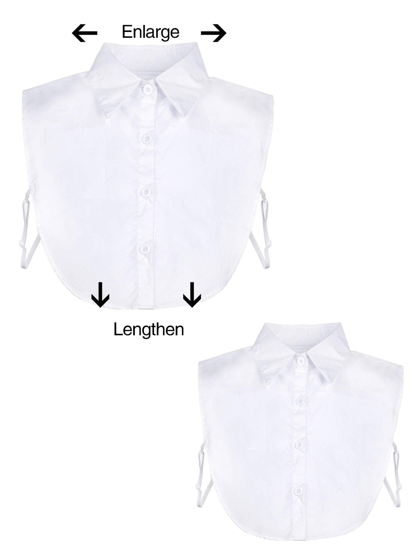 Tatuo 2 Pieces Fake Collar Detachable Collar for Women Shirts Dickey Half False Blouse Dickey(Medium,White)