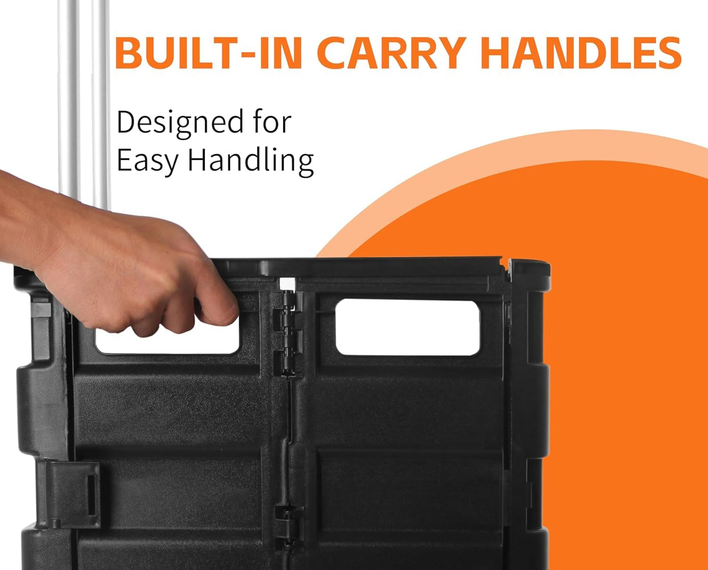 MaxWorks 50830 Collapsible Black Rolling Folding Dolly Cart for Teachers - Multi-Functional Teacher Dolly with Extra Storage, Durable Wheels, and Easy-to-Fold Design for Classroom, Office, Shopping