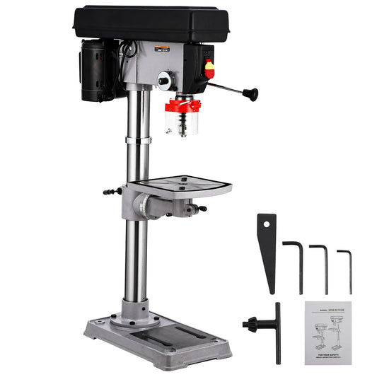 13 in Benchtop Drill Press, 7.5 Amp 120V, 288-3084 RPM Variable Speed Cast Iron Bench Drill Press, 0-45°Tilting Worktable, Tabletop Drilling Machine for Wood Metal