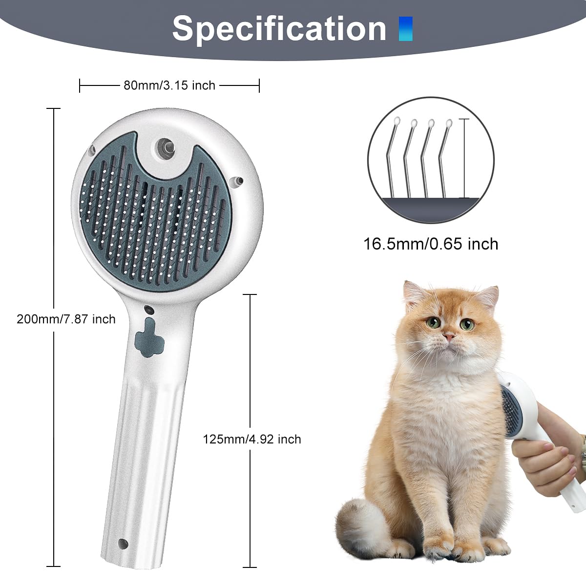 Atlamia Cat Steam Brush, 3-in-1 Self-Cleaning Pet Grooming Tool with Water Spray, Shedding & Massage Comb for Long & Short Hair Cats and Dogs
