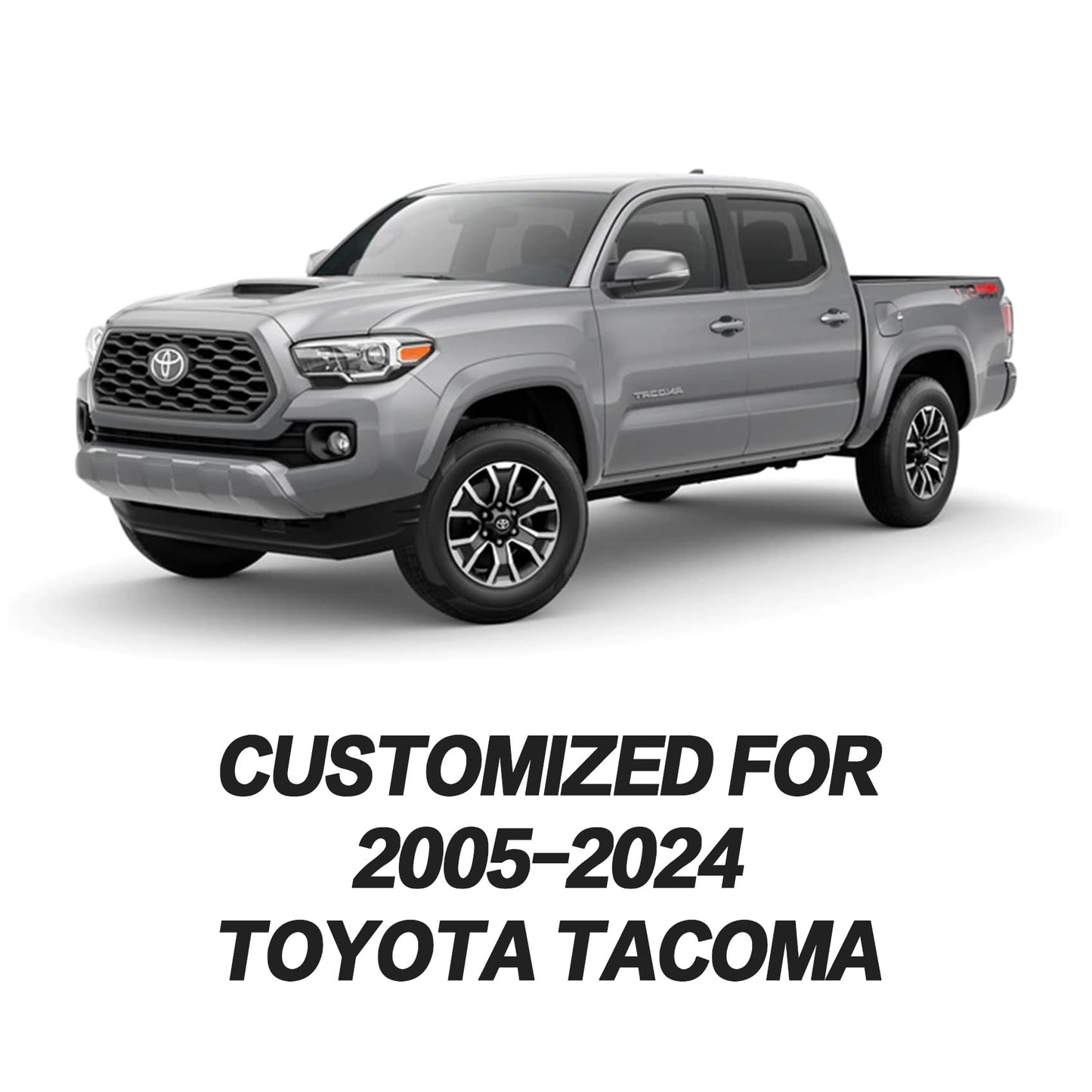 Tomatoman Toyota Tacoma Car Seat Covers Compatible with 2005-2015 2016-2023 2024 2025 Truck Access Crew Double Cab TRD Sport Offroad SR5 V6 Limited(Full Set/Black-Blue)