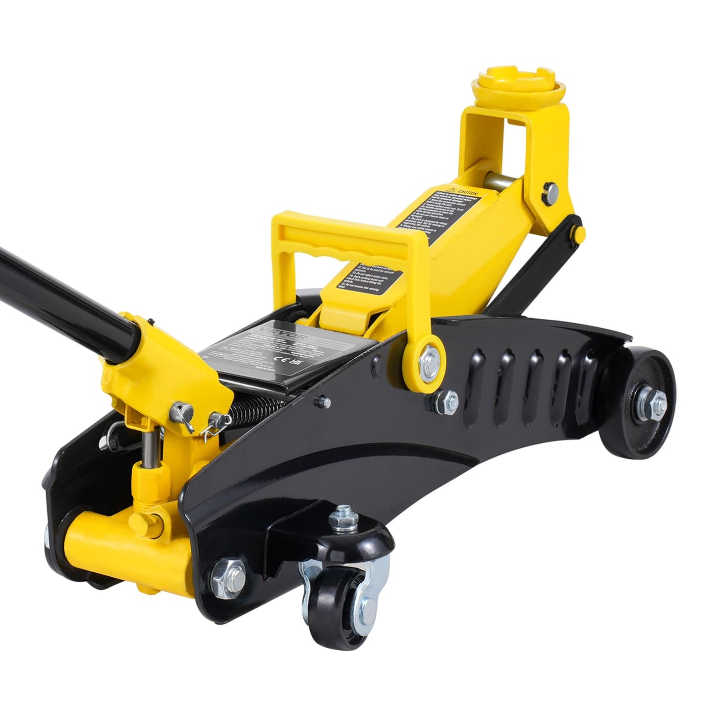 VEVOR Low Profile Floor Jack 2 Ton (4400 lbs), Heavy Duty Iron Hydraulic Racing Floor Jack, Hydraulic Car Jack with Jack Stands, Single Piston Quick Lift Pump, 4.6"-12.8" Height Lifting Range (Yellow)