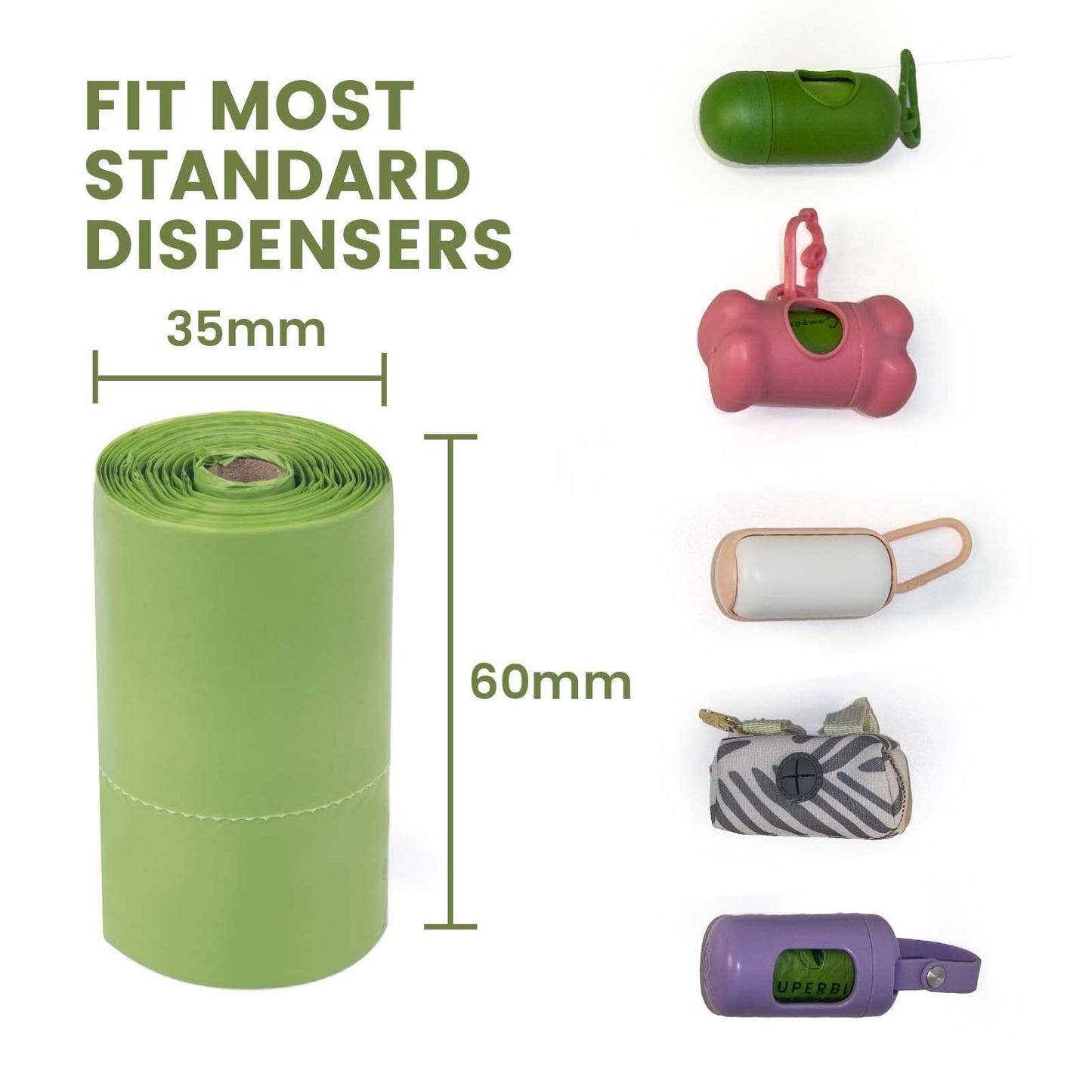 SUPERBIO Handle Tie Dog Poop Bags,12 Rolls,180 Bags,Extra Thick and Strong, OK compost INDUSTRIAL.