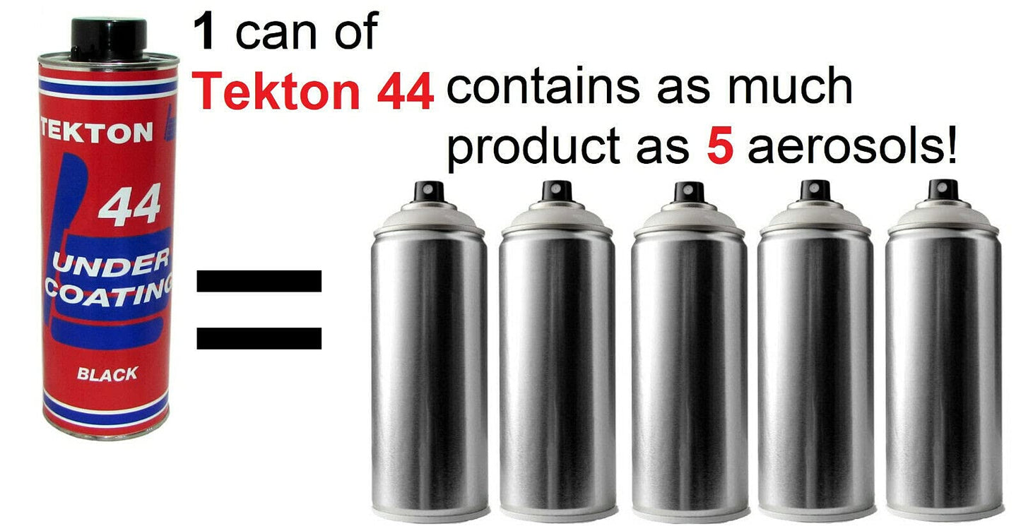 Tekton44 Undercoating for Vehicles Black Sprayable Automotive Undercoating for Cars and Trucks (4 Liter Cans + 1 Spray Gun + 1 Spray Wand)