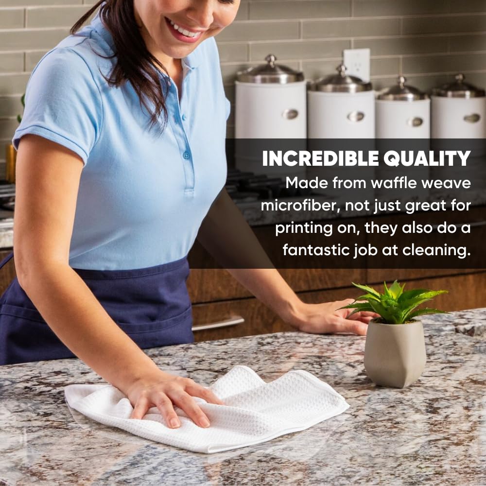 Microfiber Wholesale Sublimation Blanks Towels 16x24 - Premium Waffle Weave Microfiber Towels for Kitchen - Polyester Blanks for Kitchen or Craft Use - Bulk Pack of 156