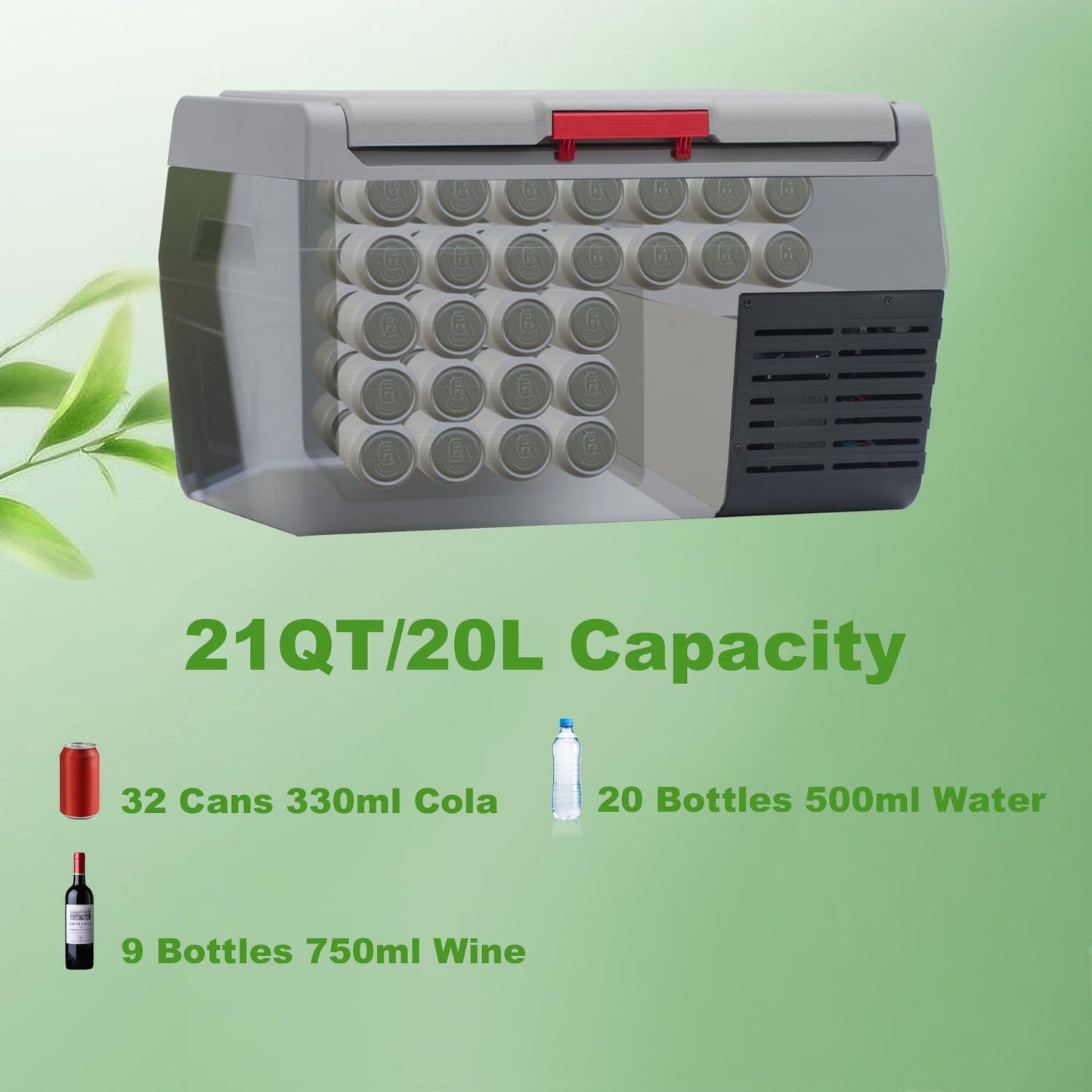 SMETA 12V Portable Car Refrigerator/Freezer, 20L(21QT) Mini Fridge, Travel Camper 12v/110v Electric Cooler Solar For RV Outdoor Semi-Truck, -4℉~68℉