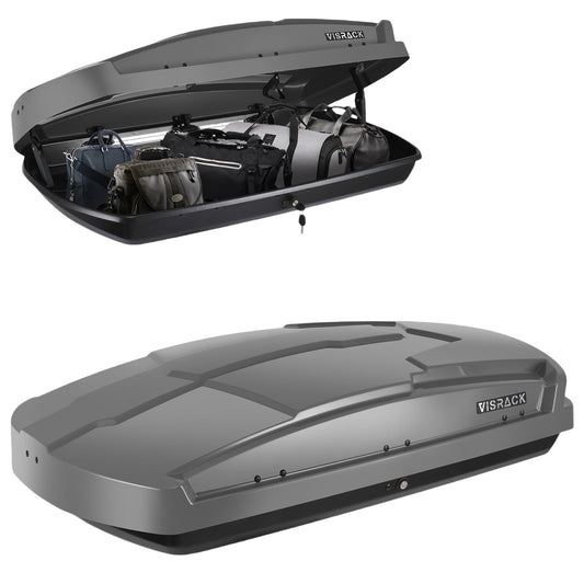 Rooftop Cargo Carrier Box, Large Hard Shell Roof with Security Keys, Waterproof Rooftop Cargo Box, 58.3(L) x35.4(W) x13(H) Inches,15.5 Cubic Feet, Gray(Tool-Free Install) (15.5 Cubic Feet-Gray)