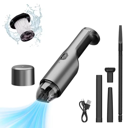 HorizonMart - Portable Car Vacuum Cleaner, Portable Handheld Vacuum for Car Interior Cleaning, Wet & Dry Use, USB Rechargeable, with HEPA Filter & Accessories.