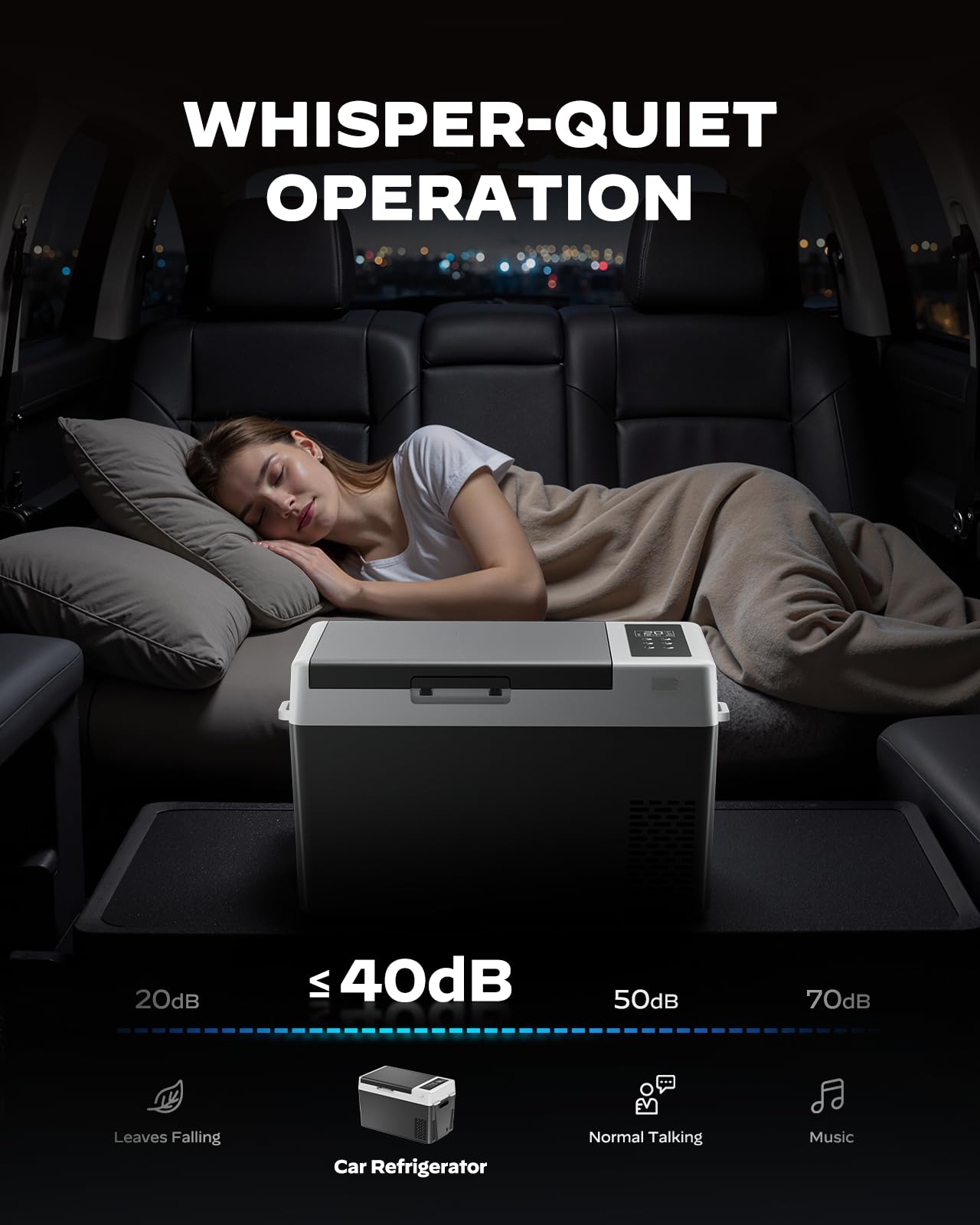 Marsail 12V Car Fridge 25QT Portable Freezer -4°F to 68°F, Compressor Cooler for Camping Travel Truck RV Home, Efficient Cooling & ECO Mode, Black