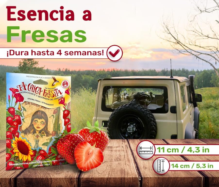 La Chica Fresita Air Freshener Original Plaque Long Lasting Scent 4" x 5" (Fresa, 100 Pack)