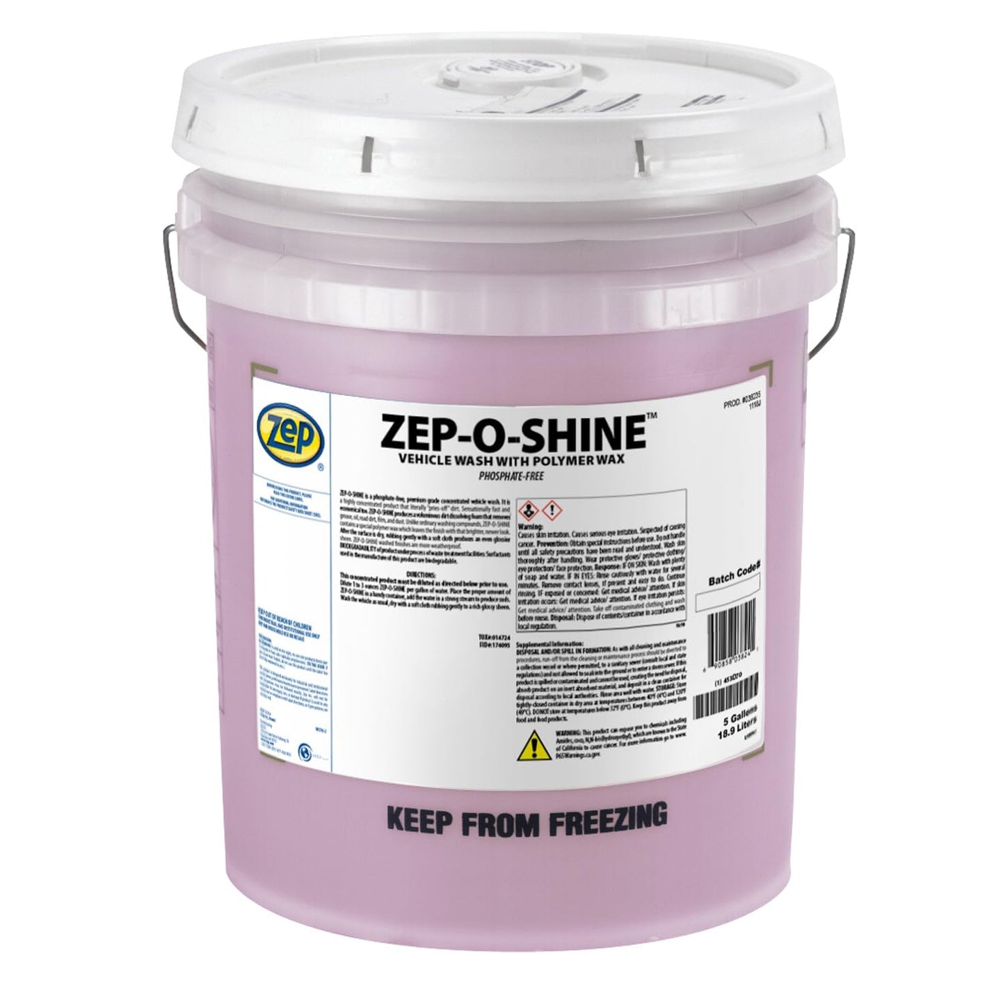 Zep-O-Shine Car Wash Concentrate - 5 Gallons (One Bucket) 38235 - Professional Car Wash Formula