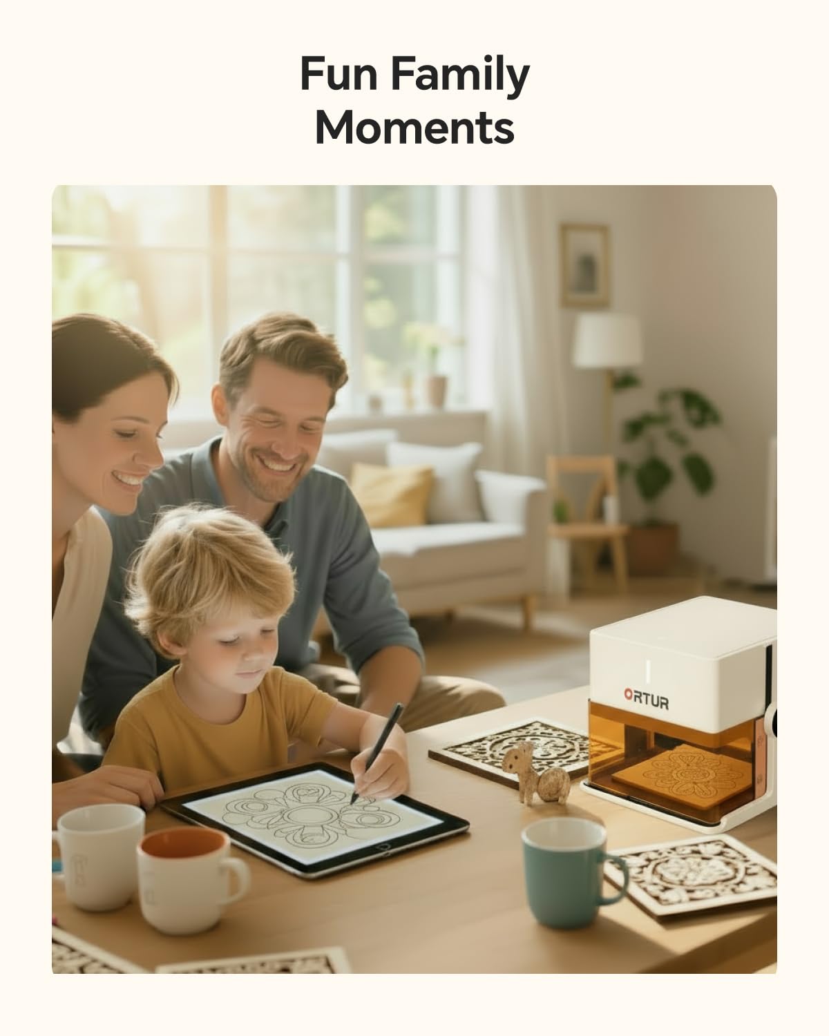 Ortur R1 5000mW Portable Laser Engraver and Cutter, Class 1 Foldable Laser Engraver, Exquisite Gift Box Packaging, APP Control Laser Engraver for Wood, Leather, Glass, Cloth (White)