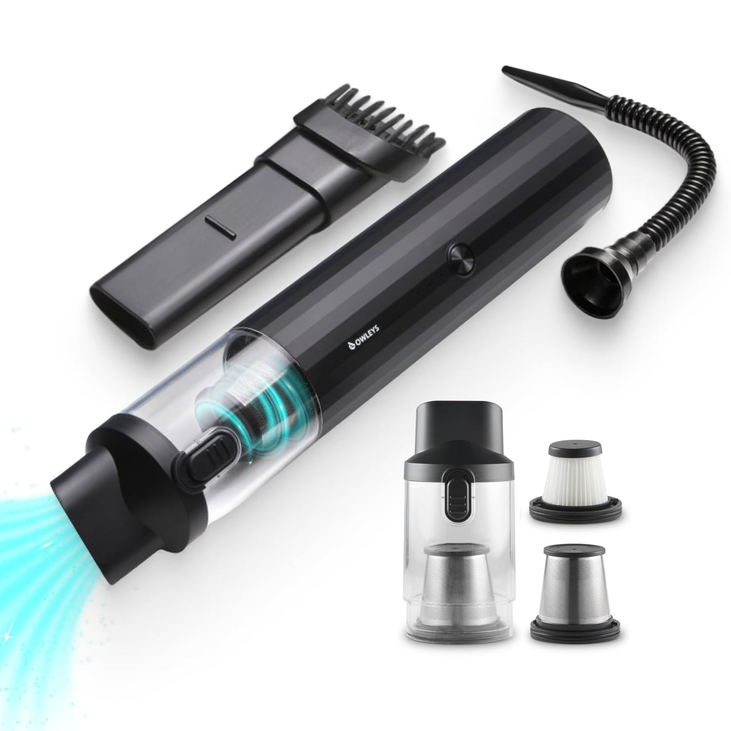 Owleys Portable Car Vacuum Cleaner (Hard Black)