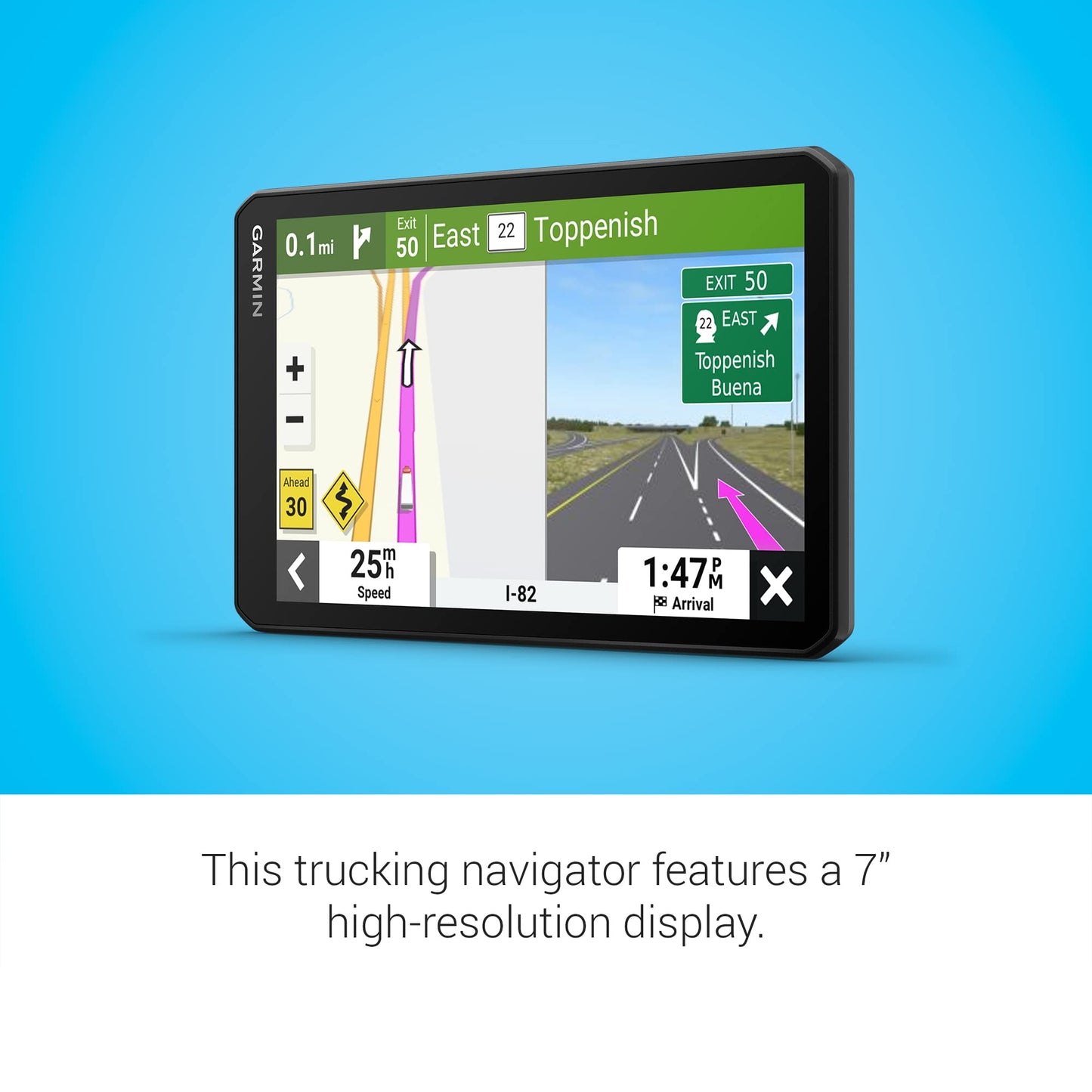 Garmin dezl OTR710, Large, Easy-to-Read 7 inch GPS Truck Navigator, Custom Truck Routing, High-Resolution Birdseye Satellite Imagery, Directory of Truck & Trailer Services (Renewed)