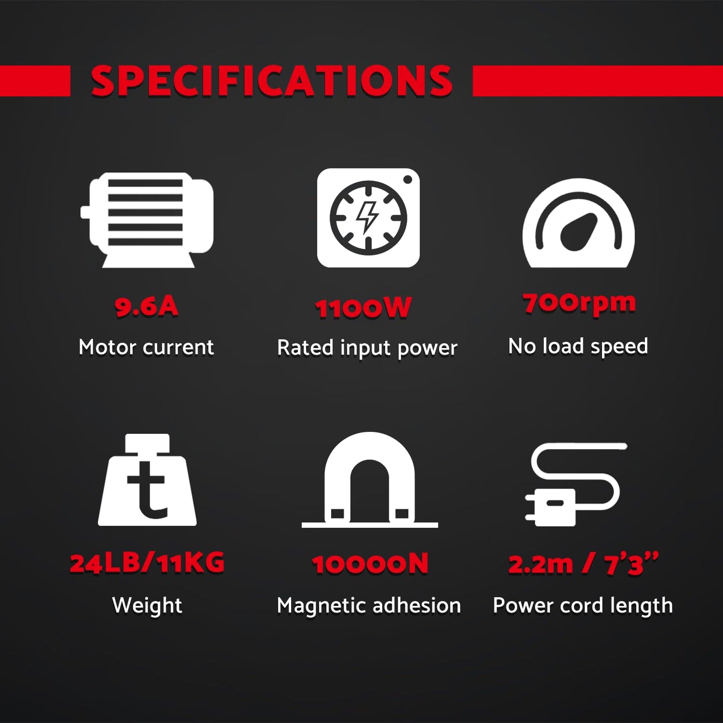 S&F STEAD & FAST Mag Drill Press Kit, 1100W Portable Magnetic Drill, 700 rpm No Load Speed, Max Depth of Cut 2", Max Boring Diameter 1-9/16", Carrying Case