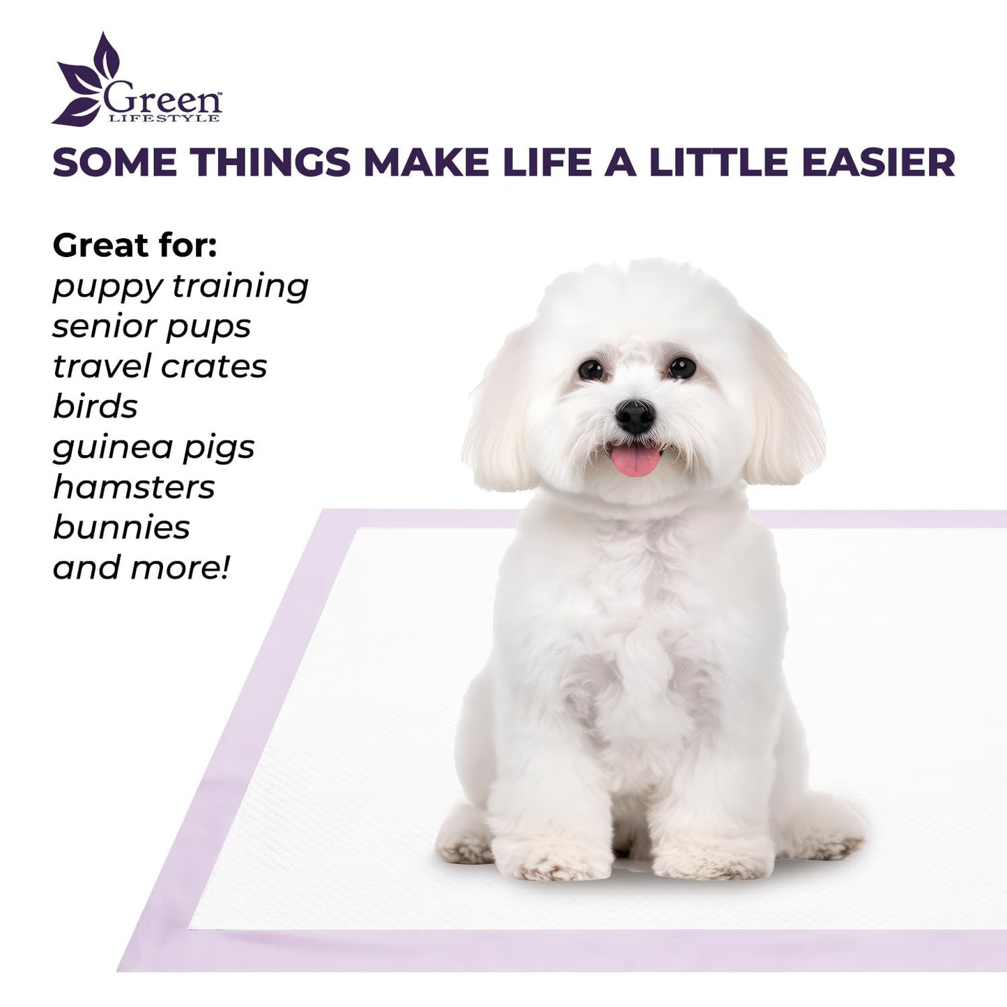 GREEN LIFESTYLE Pee Pads - Super Absorbent & Leak-Proof Pee Pads for Dogs - Puppy Pads - Waterproof Dog Pads, Lavender Scented Dog Training Pads for Cats, Rabbits (Pack of 80 - 22x22)