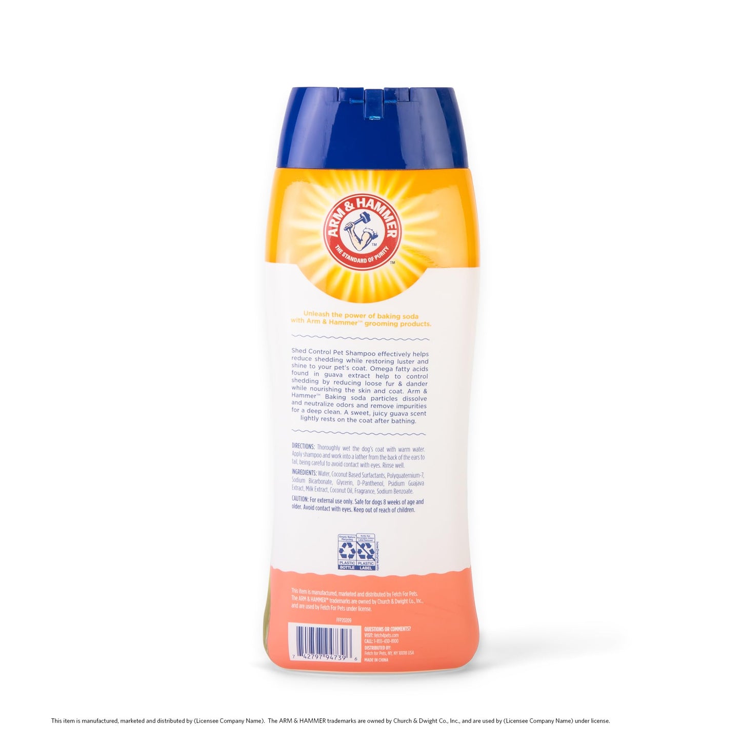 Arm & Hammer for Pets Shed Control Shampoo, 20oz Juicy Guava Scent | Professional Quality Dog Shed-Less Shampoo, De-Shedding Dog Shampoo, Free of Sodium Lauryl Sulfate & Parabens