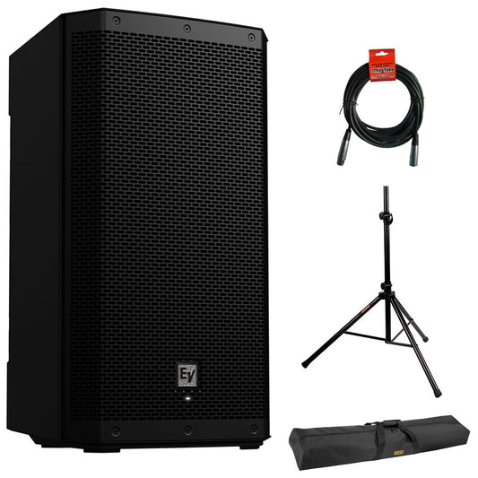 Electro-Voice ZLX-12P-G2 12"" 2-Way 1000W Bluetooth-Enabled Powered Loudspeaker (Black) Bundle with Auray SS-4420 Steel Speaker Stand, Auray Speaker Stand Bag 51"" and XLR Cable, 12-Inches