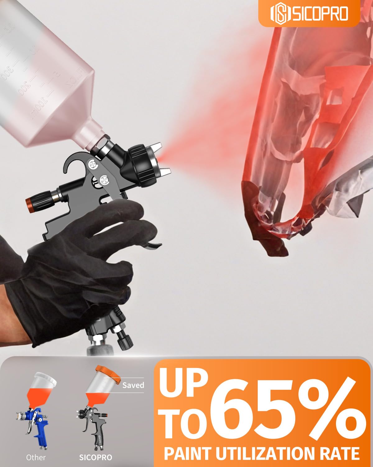 LVLP Air Paint Sprayer Gun for Cars House Painting, Paint Guns Automotive Premium Kit, 1.3/1.5/1.7mm High-Precision Nozzles, Varnish and Top Coat,with Oil-Water Separator, Air Regulator