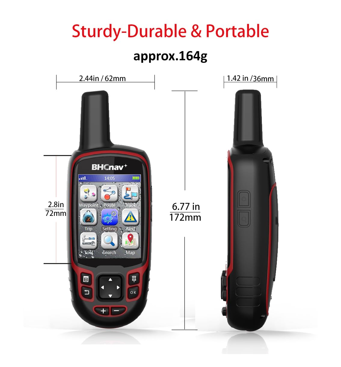 BHCnav NAVA Pro F78 Waterproof Handheld GPS Units,Button-Operated Handheld with Altimeter,Thermometer and Compass-2.8" Color Display, Expanded Satellite Support and Multi-Band Technology