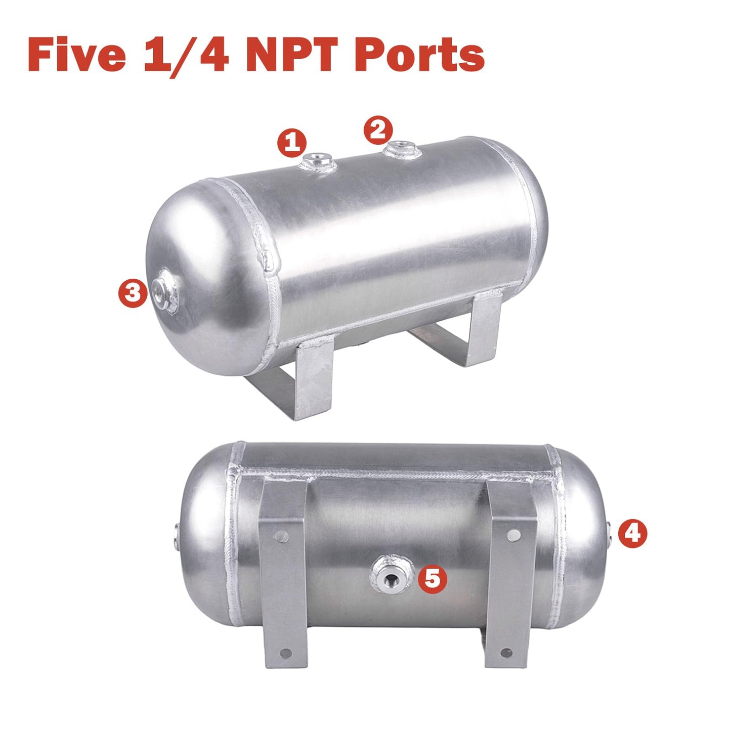 CNRAQR 1.6 Gallon Air Tank Aluminum 6 Liter Air Compressor Onboard System 12V 1/4NPT for Train Truck Trailer Train Auto Air Lift Suspension Heavy Duty Air Horn Compressor