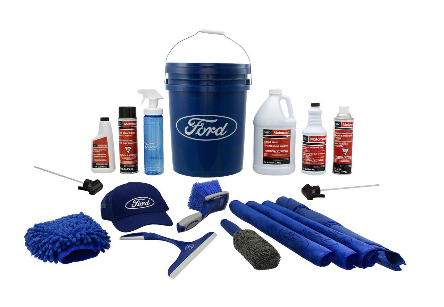 Ford Genuine OEM Total Care Cleaning Kit | Includes Interior & Exterior Cleaners, Cleaning Tools, Towels, Bucket Hat | 14 Pieces | MFPPCLEAN3
