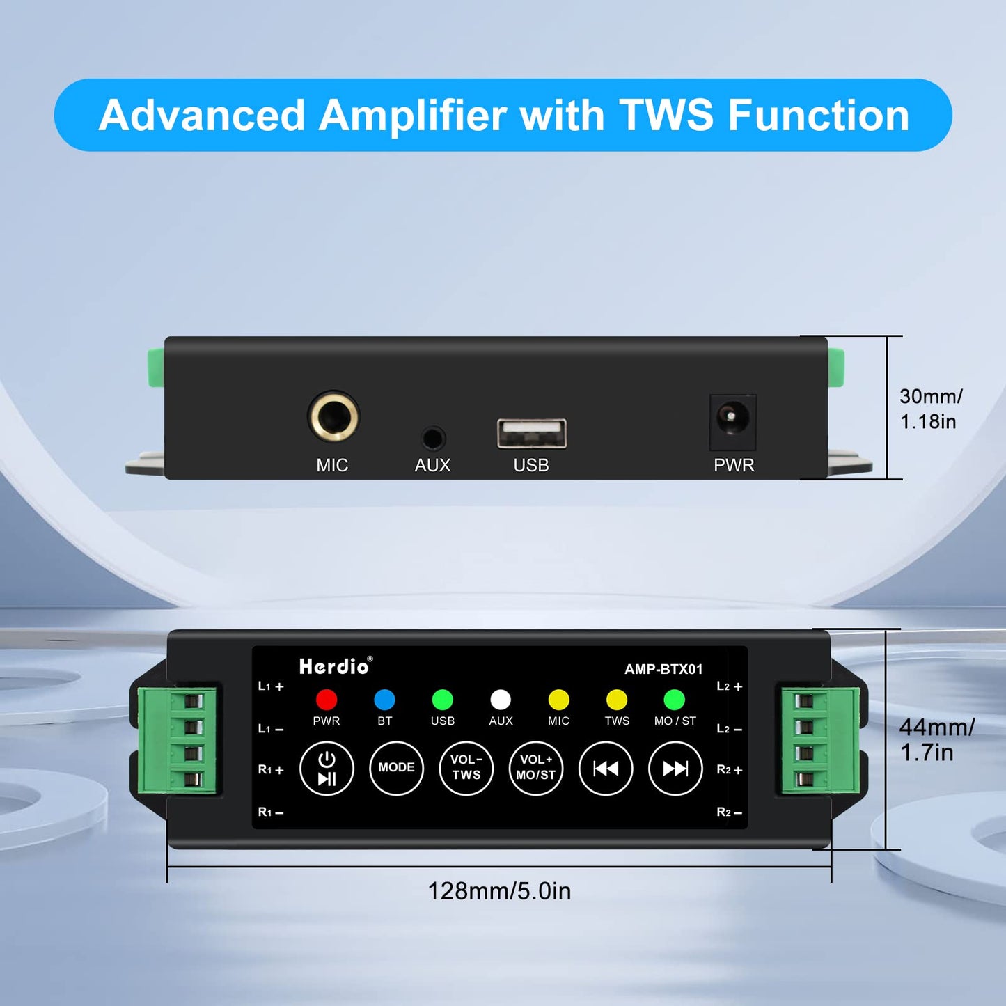 Herdio 5.25 Inch 600W Outdoor Bluetooth Speakers Waterproof Wired Wall Mount Weatherproof Loudspeaker System for Indoor- Outdoor Garden Poolside Patio Garage Home(4 Speakers,Black)