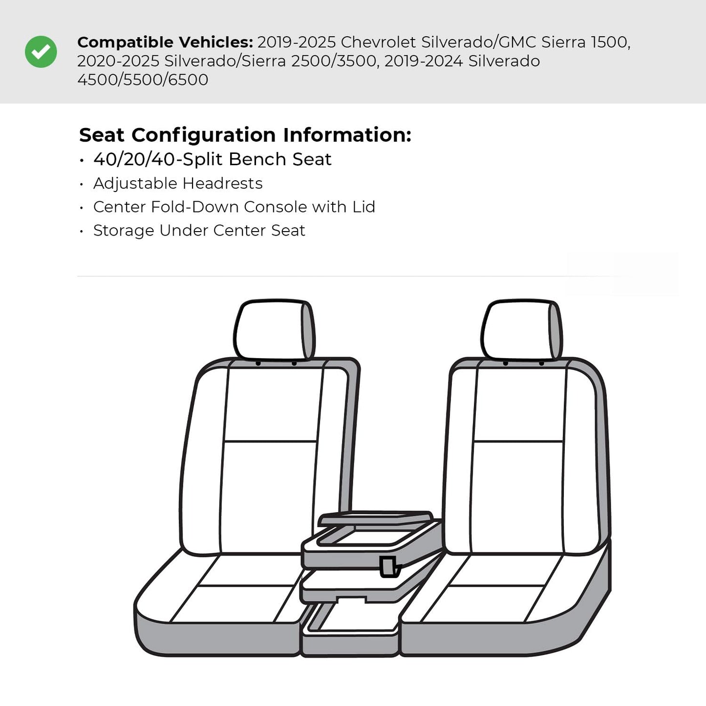 Covercraft Carhartt Super Dux SeatSaver Custom Seat Covers | Fits 2019-2025 Chevrolet Silverado/GMC Sierra 1500, 2020-2025 Silverado/Sierra 2500/3500 | 1st Row 40/20/40 Bench Seat, Super Dux Black