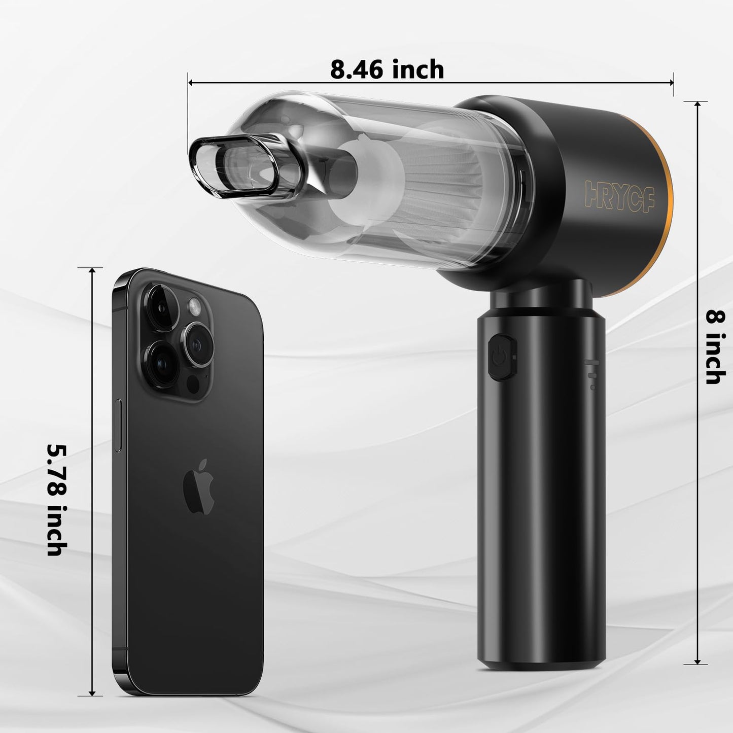 HRYCF Handheld Vacuum,Car Vacuum Cleaner,4-in-1 20000PA High Power Portable Rechargeable Vacuum Cleaner with Brushless Motor, Small Handheld Vacuum & Air Blower & Pump-Black