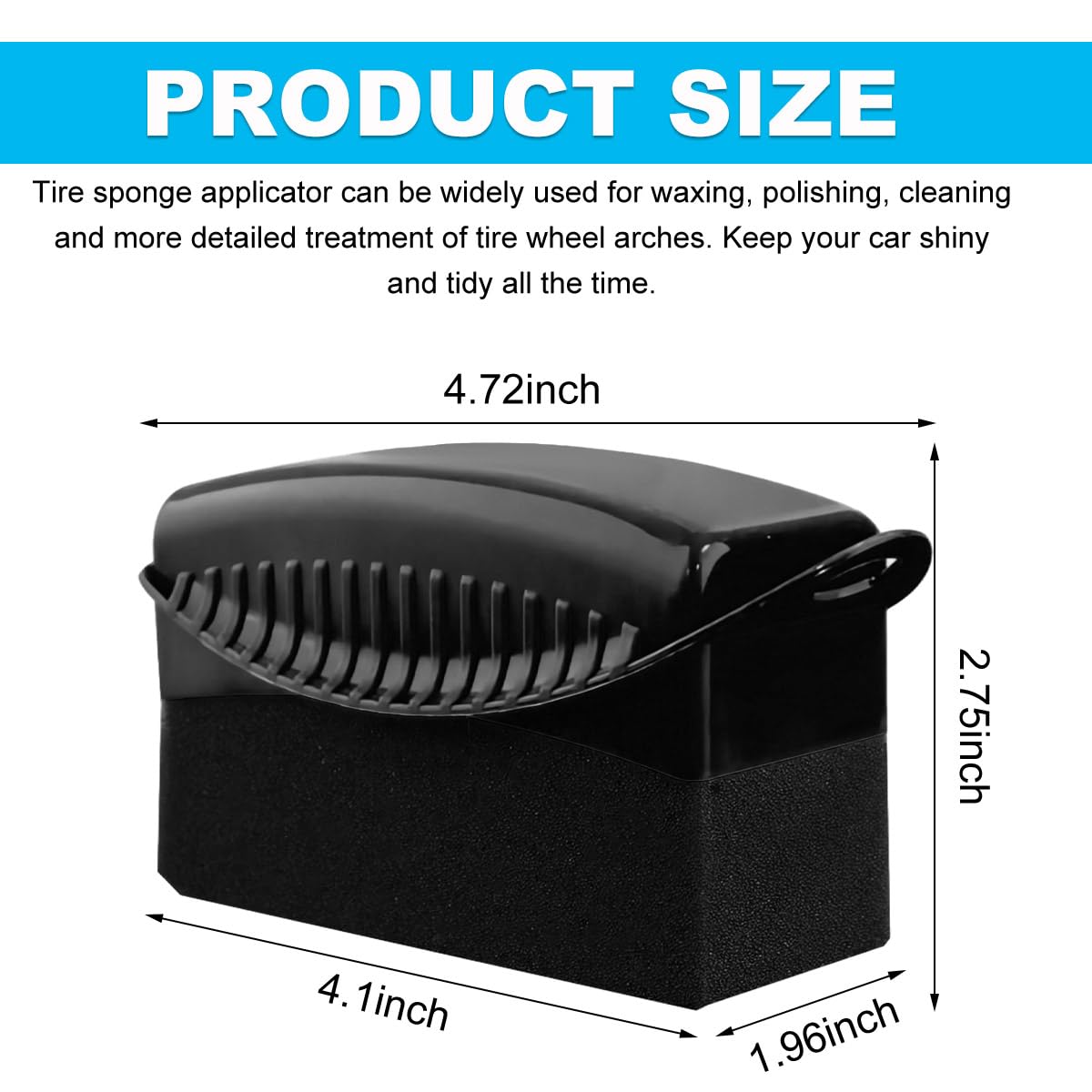 Yourkar 2 PCS Tire Shine Applicator, Flat Dressing Waxing Sponge Pads With Lid Cover, Reusable Polishing Cleaning Foam Applicators With Rectangular Box, Car Accessories (Black)