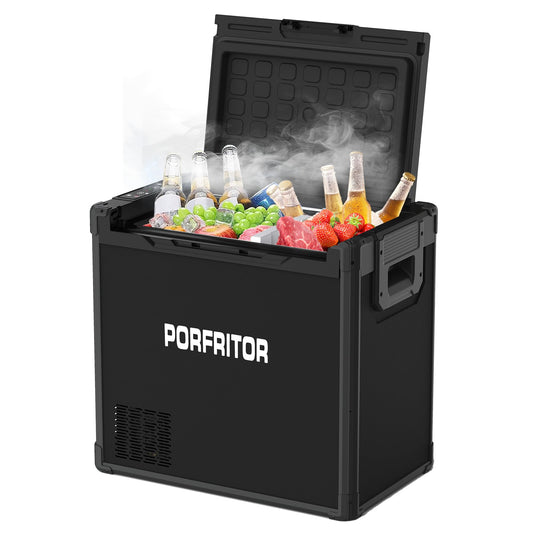 PORFRITOR 12 Volt Refrigerator, 48QT(45L) Electric Cooler, 12V Car Fridge LCD touch Control, 12V Cooler -4℉~68℉, Portable Freezer 12/24V DC 110-240V AC for Camping, Travel, Truck, Home