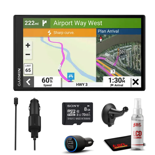 Garmin RV 795 RV Navigator GPS Portable Navigator for RVs with Touchscreen Display, Preloaded Maps with 8GB MicroSD Card, 6Ave Travel Bundle & Cleaning Kit