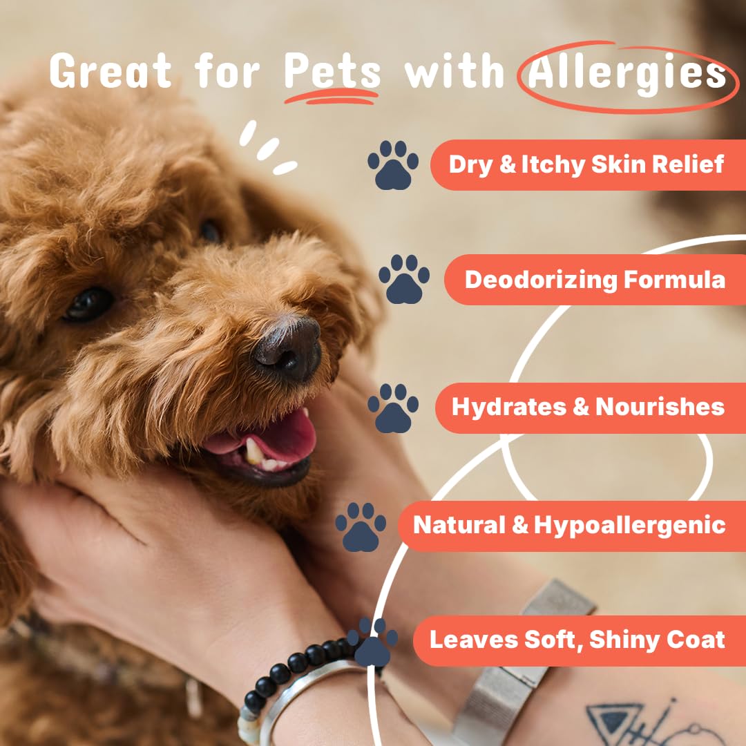 Pets Are Kids Too Oatmeal Dog Shampoo Baking Soda Hypoallergenic Anti Itch Moisturizing Soothing Deodorizing Pet Care Safe Puppy Shampoo Sensitive Skin Cat Shampoo - Coconut Based Cleanser 17 fl oz