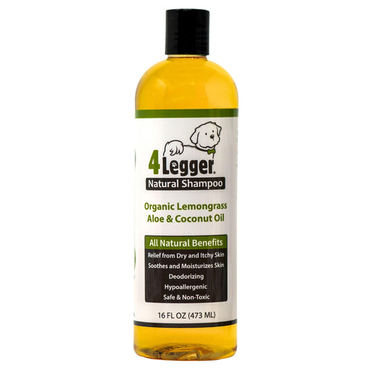4-Legger Certified Organic Dog Shampoo - All Natural and Hypoallergenic with Aloe and Lemongrass, Soothing for Normal, Dry, Itchy or Allergy Sensitive Skin - Biodegradable - Made in USA - 16 oz