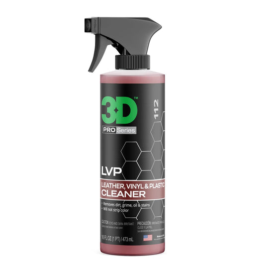3D LVP Interior Cleaner - Removes Dirt, Grime, Grease, Oil & Stains from Leather, Vinyl & Plastic - Great for Seats, Steering Wheels, Door Panels, Dashboards - Car, Office, Home Use 16oz.
