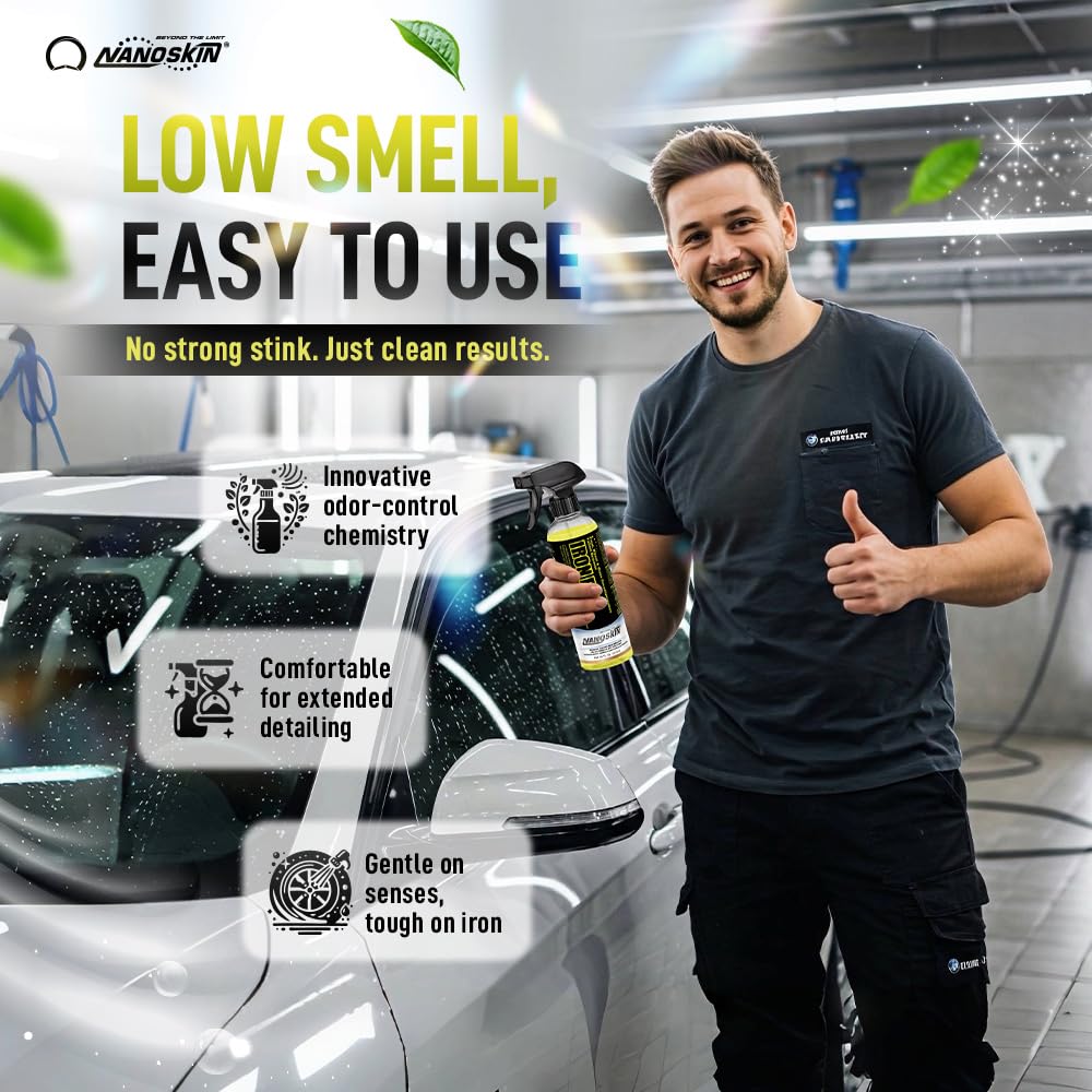 Nanoskin IRON FREE Paint, Wheel and Glass Decontamination Fall Out Remover 55 Gallons - Removes Iron Particles in Car Paint, Motorcycle, RV & Boat | Use before Clay, Wax or Car Wash for Car Detailing