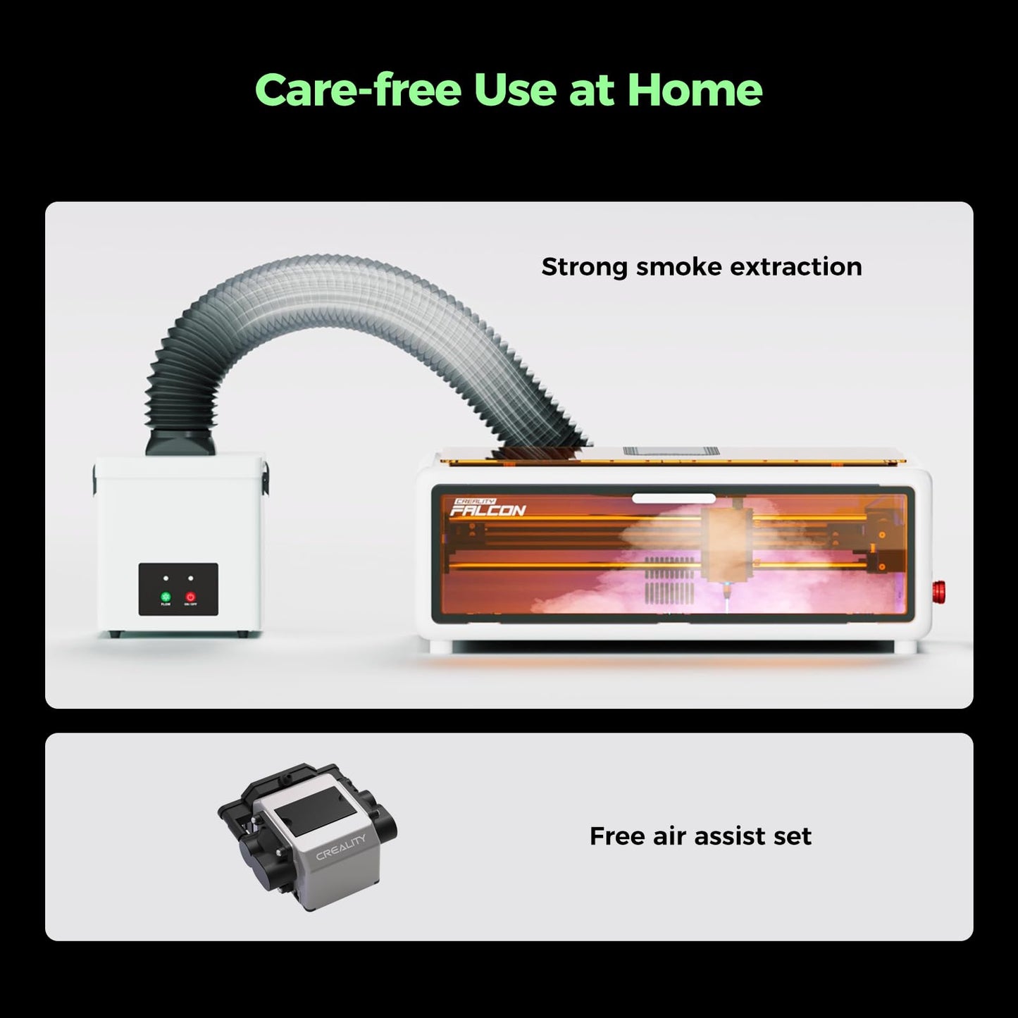 Creality Falcon A1 10W Laser Engraver with Air Assist, Pre-Assembled Laser Cutter for Beginners, 600mm/s Fast Speed, HD Camera Positioning & Material Recognition, Class 1 Safety, Ideal for Wood &Metal