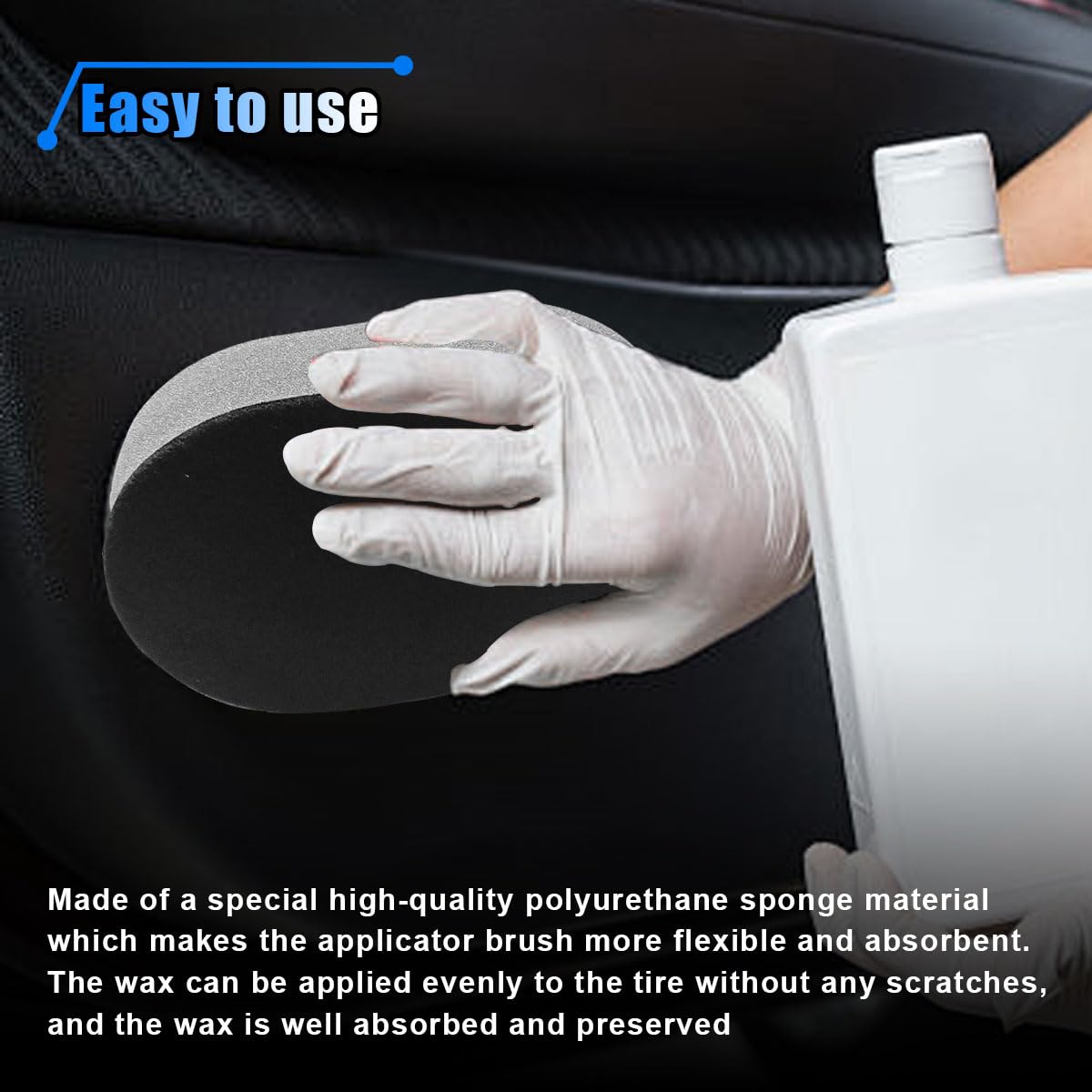 Tire Shine Applicator Brush, Car Detachable Tire Wax Foam Applicator Pad with Curved Handle, High-Density Tire Dressing Applicator Sponge Brush Car Tire Detailing Cleaning Accessories